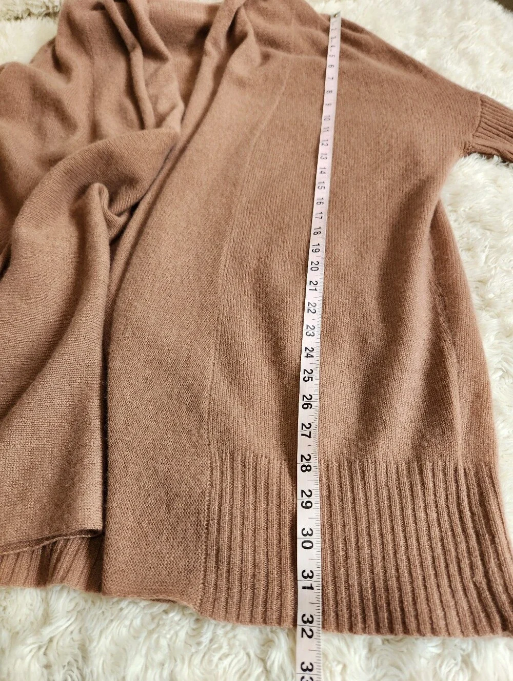 Subtle Luxury 100% Cashmere Cocoon Shawl Sweater Jacket Small / Medium Tan